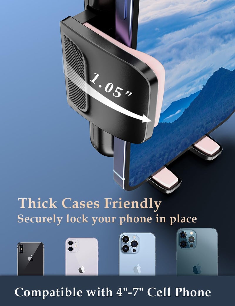 Holdersafe Phone Mount for Car Vent: [Never Blocking] Air Vent Cell Phones Holder for iPhone & Samsung Android Smartphone [Thick Cases Friendly] Hands-Free Auto Mobile Phone Stand (Pink) - Image 3